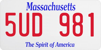 MA license plate 5UD981