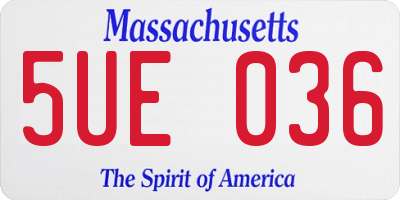 MA license plate 5UE036