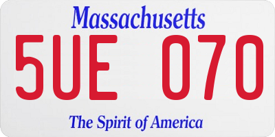 MA license plate 5UE070
