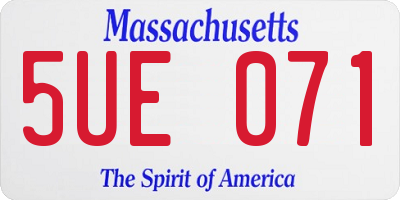 MA license plate 5UE071