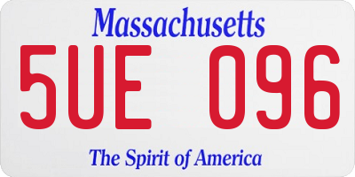 MA license plate 5UE096