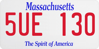 MA license plate 5UE130