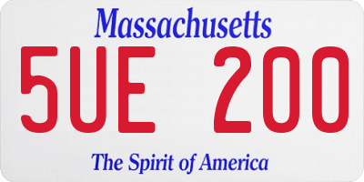 MA license plate 5UE200