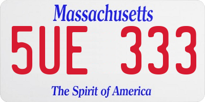 MA license plate 5UE333
