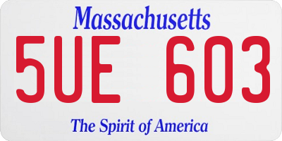 MA license plate 5UE603