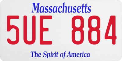 MA license plate 5UE884