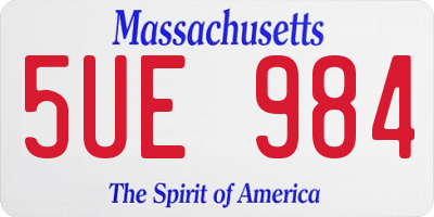 MA license plate 5UE984