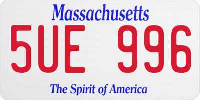 MA license plate 5UE996