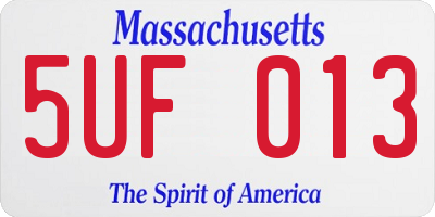 MA license plate 5UF013