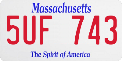 MA license plate 5UF743