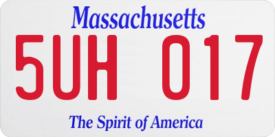 MA license plate 5UH017