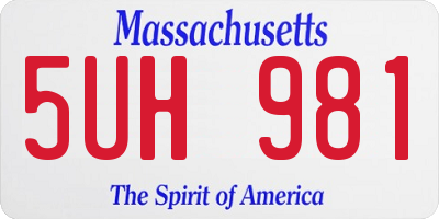 MA license plate 5UH981