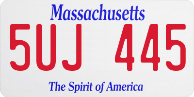 MA license plate 5UJ445