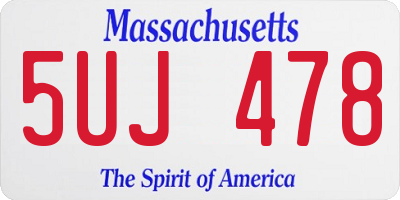 MA license plate 5UJ478