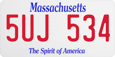 MA license plate 5UJ534