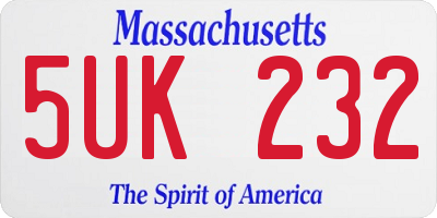 MA license plate 5UK232
