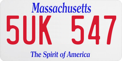 MA license plate 5UK547