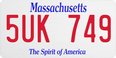 MA license plate 5UK749