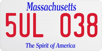 MA license plate 5UL038