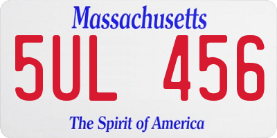 MA license plate 5UL456