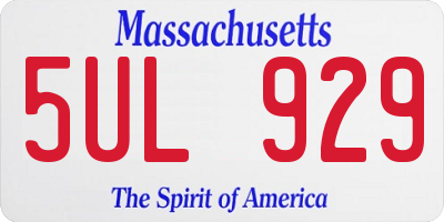MA license plate 5UL929