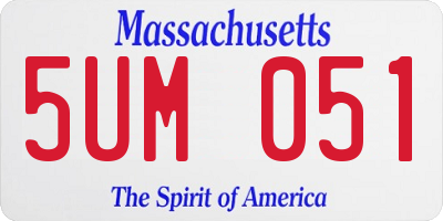 MA license plate 5UM051