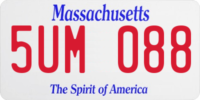 MA license plate 5UM088