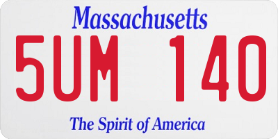 MA license plate 5UM140