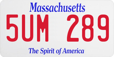 MA license plate 5UM289