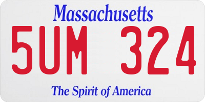 MA license plate 5UM324