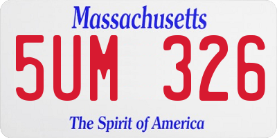 MA license plate 5UM326