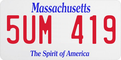 MA license plate 5UM419