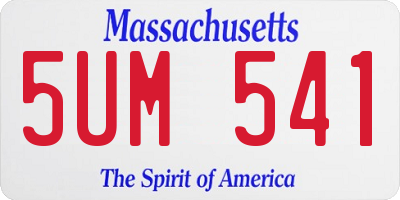 MA license plate 5UM541