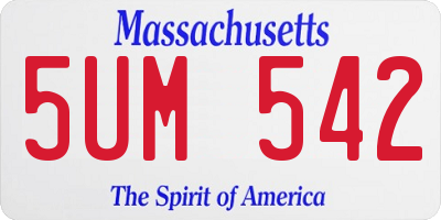MA license plate 5UM542