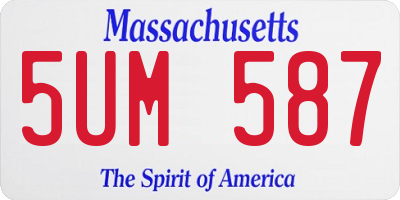 MA license plate 5UM587