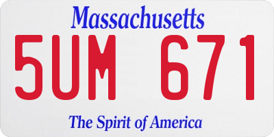 MA license plate 5UM671