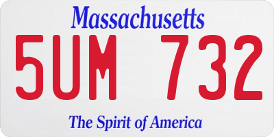MA license plate 5UM732