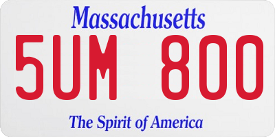 MA license plate 5UM800