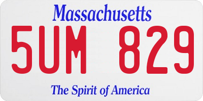 MA license plate 5UM829