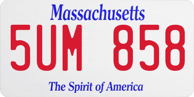 MA license plate 5UM858