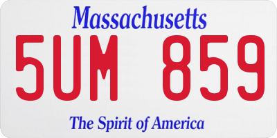 MA license plate 5UM859