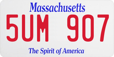 MA license plate 5UM907
