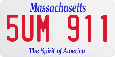 MA license plate 5UM911