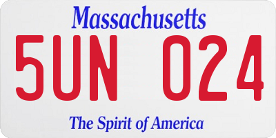 MA license plate 5UN024