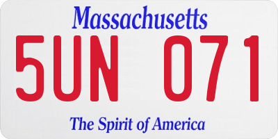 MA license plate 5UN071