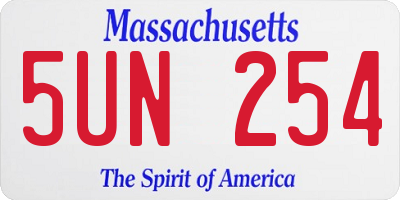 MA license plate 5UN254