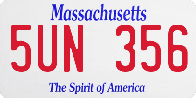 MA license plate 5UN356