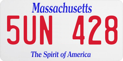MA license plate 5UN428