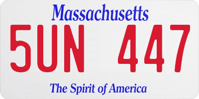 MA license plate 5UN447