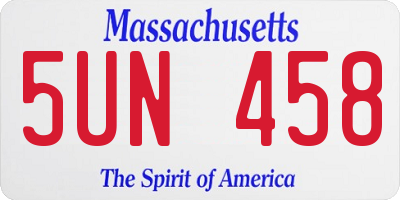 MA license plate 5UN458